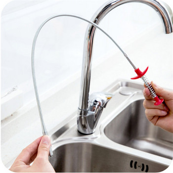 Кука за почистване на кухненска мивка Инструмент за отпушване на канализационна тръба Snake Spring Pipe Инструмент за драгиране Инструмент за почистване на канализация в кухня Аксесоари