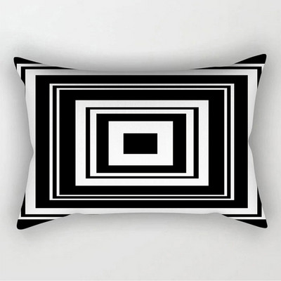 Fete de pernă decorative geometrice alb-negru simple, 30*50cm, husă de pernă geometrică cu grilă punctată, poliester