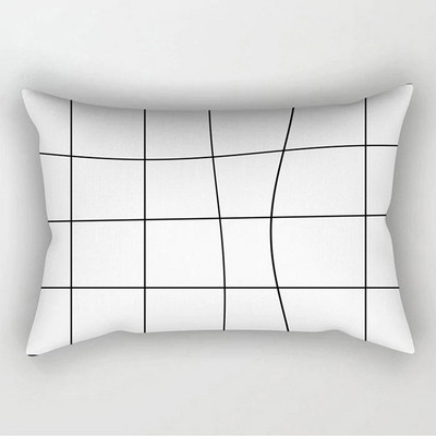 Fete de pernă decorative geometrice alb-negru simple, 30*50cm, husă de pernă geometrică cu grilă punctată, poliester