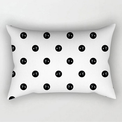 Fete de pernă decorative geometrice alb-negru simple, 30*50cm, husă de pernă geometrică cu grilă punctată, poliester