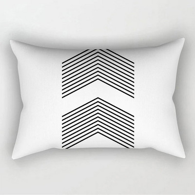 Fete de pernă decorative geometrice alb-negru simple, 30*50cm, husă de pernă geometrică cu grilă punctată, poliester