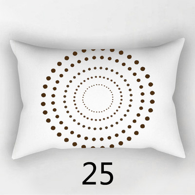 Fete de pernă decorative geometrice alb-negru simple, 30*50cm, husă de pernă geometrică cu grilă punctată, poliester