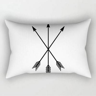 Fete de pernă decorative geometrice alb-negru simple, 30*50cm, husă de pernă geometrică cu grilă punctată, poliester