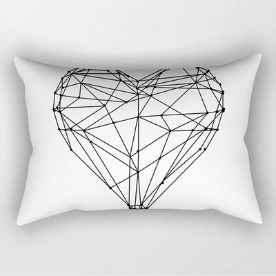 Fete de pernă decorative geometrice alb-negru simple, 30*50cm, husă de pernă geometrică cu grilă punctată, poliester