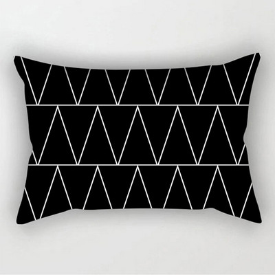 Fete de pernă decorative geometrice alb-negru simple, 30*50cm, husă de pernă geometrică cu grilă punctată, poliester