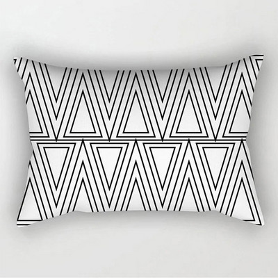 Fete de pernă decorative geometrice alb-negru simple, 30*50cm, husă de pernă geometrică cu grilă punctată, poliester
