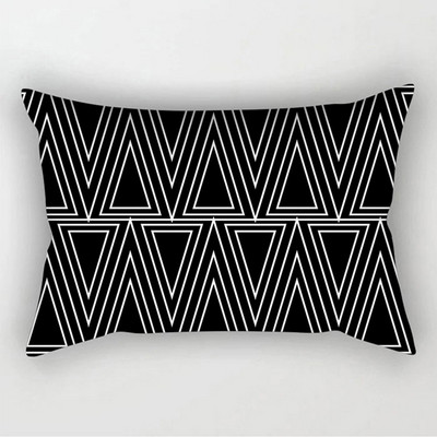 Fete de pernă decorative geometrice alb-negru simple, 30*50cm, husă de pernă geometrică cu grilă punctată, poliester