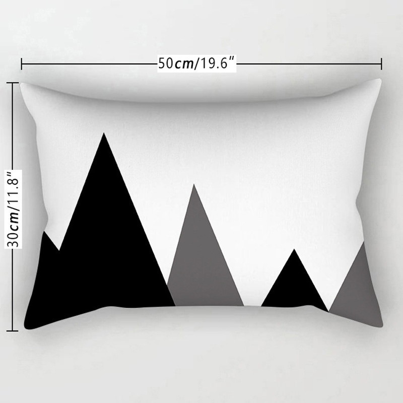 Fete de pernă decorative geometrice alb-negru simple, 30*50cm, husă de pernă geometrică cu grilă punctată, poliester