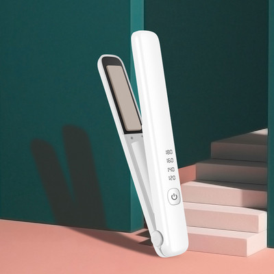 USB újratölthető, hordozható mini vezeték nélküli hajvasaló Hajsütővas, kétcélú, négysebességes, hőmérsékletszabályozó hajvasaló