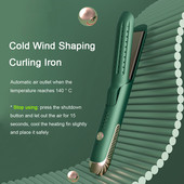 Cold Wind 2 az 1-ben göndörítő pálca, titán lapos vas hajvasaló Professzionális hajcsavaró hűtéssel a kettős feszültség rögzítéséhez