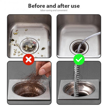 Кука за почистване на мивка Fexible Тръба за драгиране на канализация Уловител за косми за баня Дълбоко почистване Дренаж Змия Инструменти за драгиране на домашна канализация
