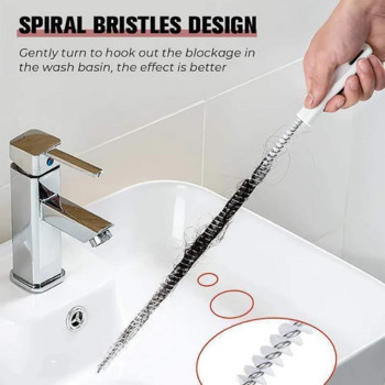 45 см/65 см Гъвкав дренаж Hair Snake Clog Remover Мивка Вана за почистване на баня Дренажна четка Драгиране на канализационни тръби Инструменти за почистване