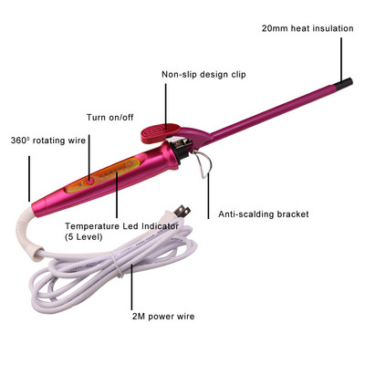 Nauji produktai Purpuriniai keraminiai 9mm suktukai Deep Curls Wave suktukai Magic Professional Curling Sticks Grožio formavimo įrankiai