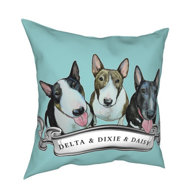 Otthoni dekoráció Vicces aranyos bullterrier mintás nyomat párnahuzat poliészter párnahuzat dekor 45x45cm