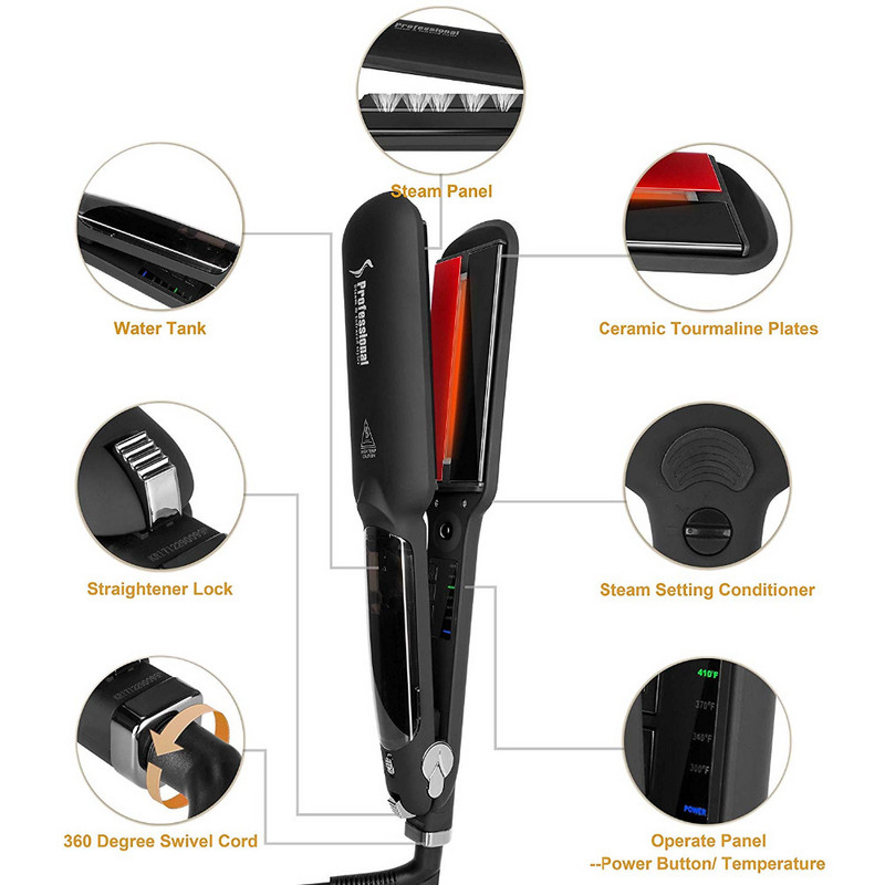 ÚJ LCD Ultrahangos Infravörös Gőz Lapos Vas Hajápoló Hideg Iron Recover Hair Sérült Smoothly Hairkezelő Hajegyenesítő