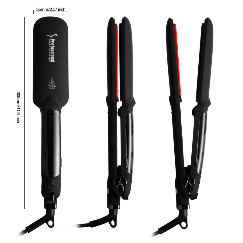 ÚJ LCD Ultrahangos Infravörös Gőz Lapos Vas Hajápoló Hideg Iron Recover Hair Sérült Smoothly Hairkezelő Hajegyenesítő
