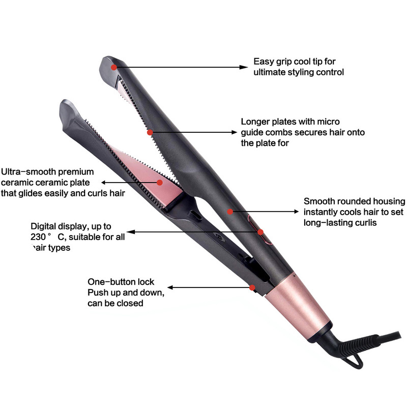 Plaukų suktukas ir plaukų tiesintuvas 2 viename daugiafunkciniai tiesinamieji geležies turmalino keraminiai garbanojimo geležies plaukų formavimo įrankiai