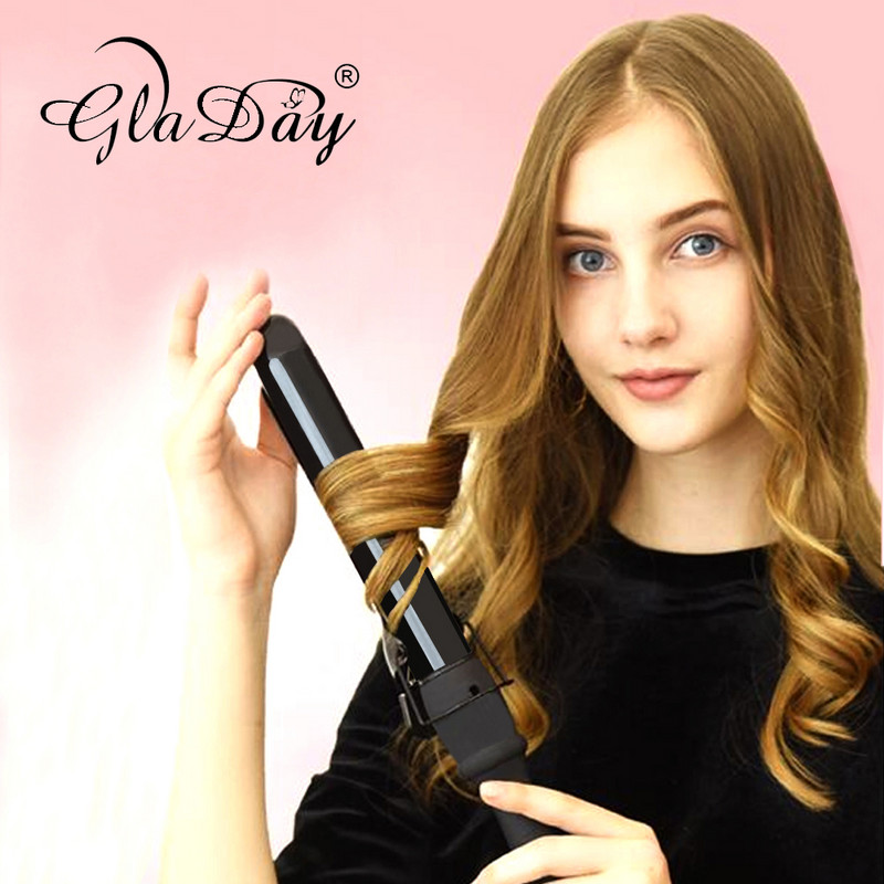 Keraminis plaukų suktukas 38 mm plaukų formavimo įrankiai LCD garbanojimo geležis Skaitmeninės magiškos garbanojimo lazdelės lygintuvai