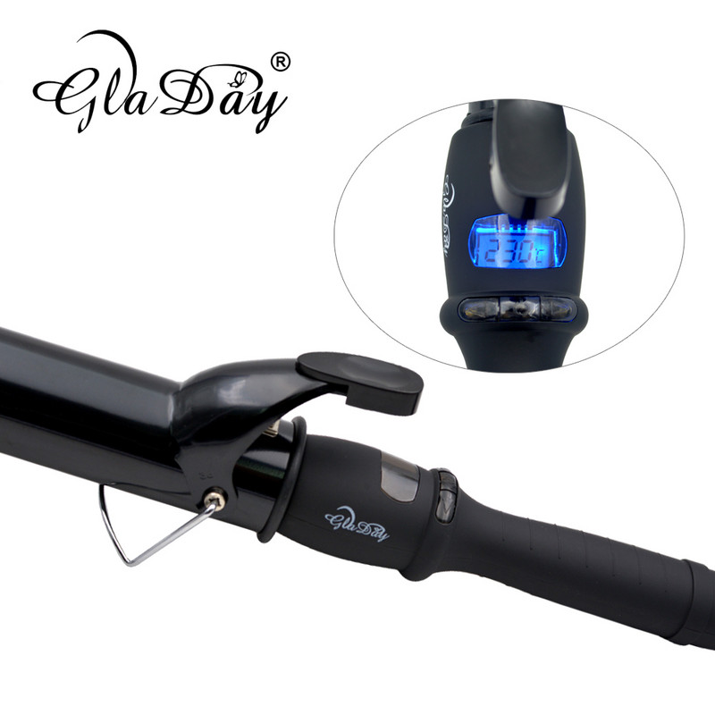 Keraminis plaukų suktukas 38 mm plaukų formavimo įrankiai LCD garbanojimo geležis Skaitmeninės magiškos garbanojimo lazdelės lygintuvai