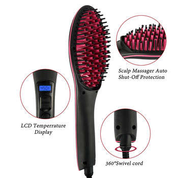 Електрическа четка за изправяне на коса Йонна ютия за изправяне на коса Професионален керамичен масажор за оформяне на коса Инструменти Нагряващ горещ гребен