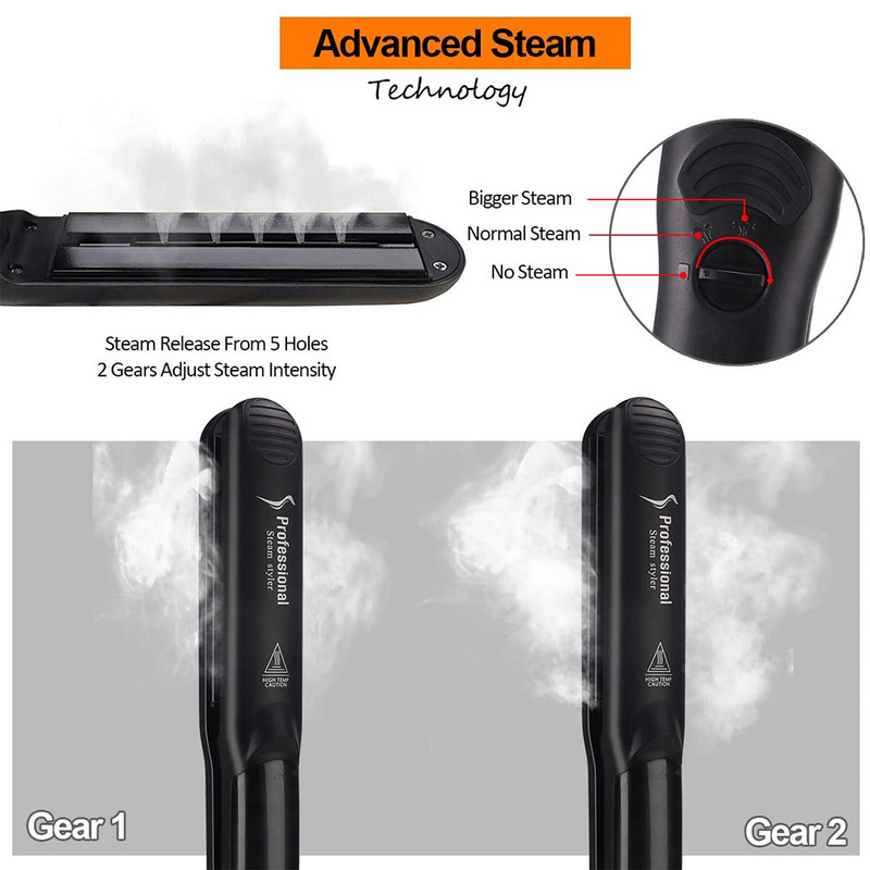 Garų plaukų tiesintuvas Keraminis garų plaukų suktukas Saloninis plaukas Plokšti geležies plaukų tiesinimo geležinis suktukas Styler plaukų formavimo įrankis