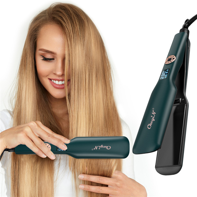 CkeyiN 12 Gears Reguliuojamos temperatūros lygintuvas keraminis elektrinis plaukų tiesintuvas greito kaitinimo tiesinimo lygintuvas su užraktu