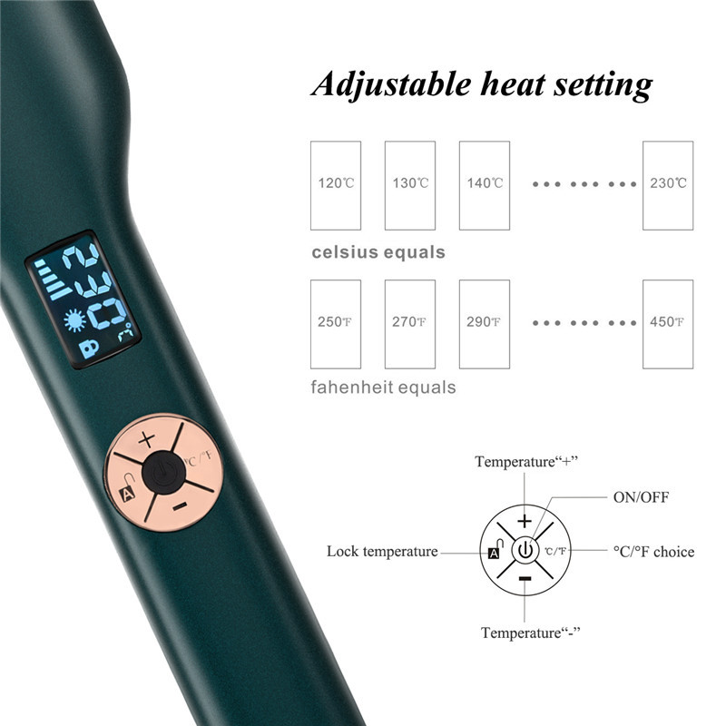 CkeyiN 12 Gears Reguliuojamos temperatūros lygintuvas keraminis elektrinis plaukų tiesintuvas greito kaitinimo tiesinimo lygintuvas su užraktu