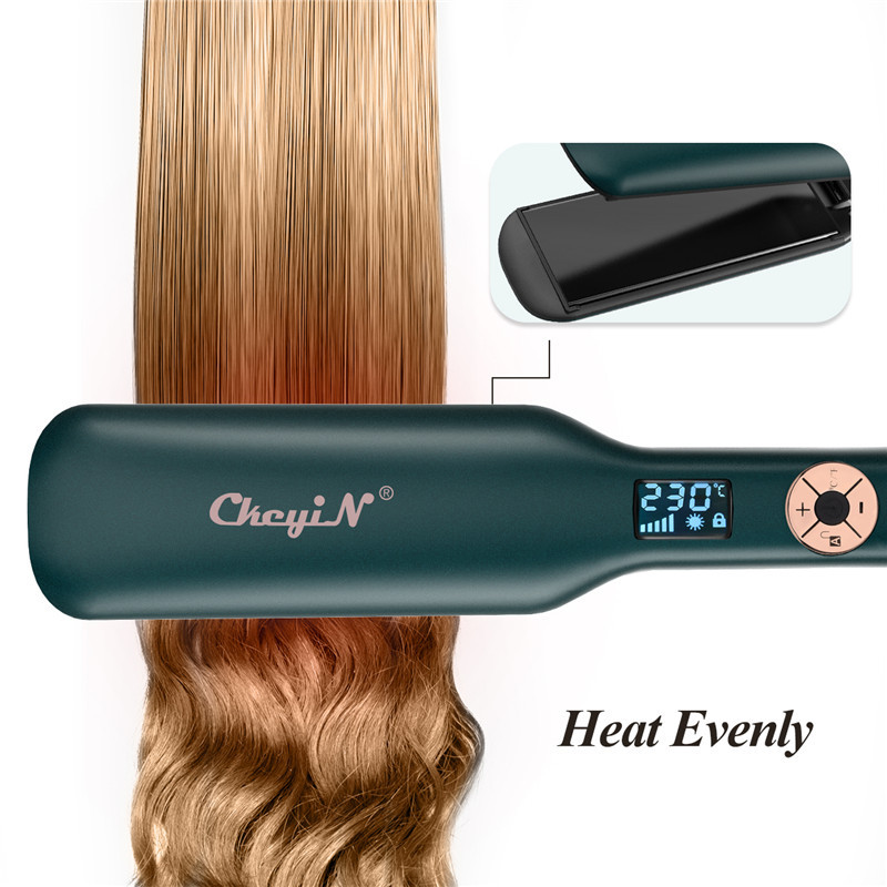 CkeyiN 12 Gears Reguliuojamos temperatūros lygintuvas keraminis elektrinis plaukų tiesintuvas greito kaitinimo tiesinimo lygintuvas su užraktu