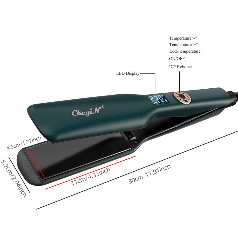 CkeyiN 12 Gears Reguliuojamos temperatūros lygintuvas keraminis elektrinis plaukų tiesintuvas greito kaitinimo tiesinimo lygintuvas su užraktu