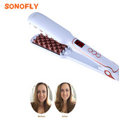 SONOFLY Anion Care Hajcsavaró Elektromos Kukorica Perm Splint Haj Bolyhos LCD kijelző 120℃-230℃ Wand Wavers Hajsütővas Kezdőlap JF-685