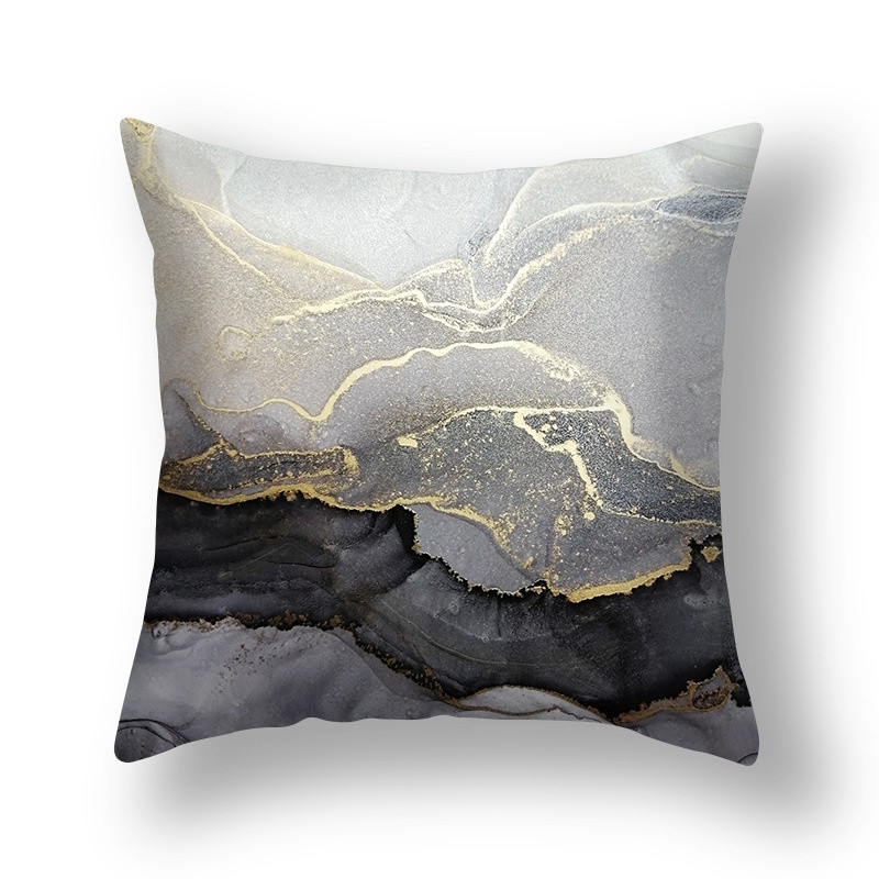 Szürke arany színű márvány párnahuzat Bloom Rock mintás poliészter párnahuzat 45x45 cm kanapé hálószoba patchwork párnahuzat