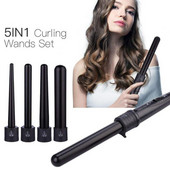 5 az 1-ben Hajgöndörítő vaspálca hullámos hajformázó eszközökhöz 9-32 mm-es Hair Crimper Professzionális hajcsavaró