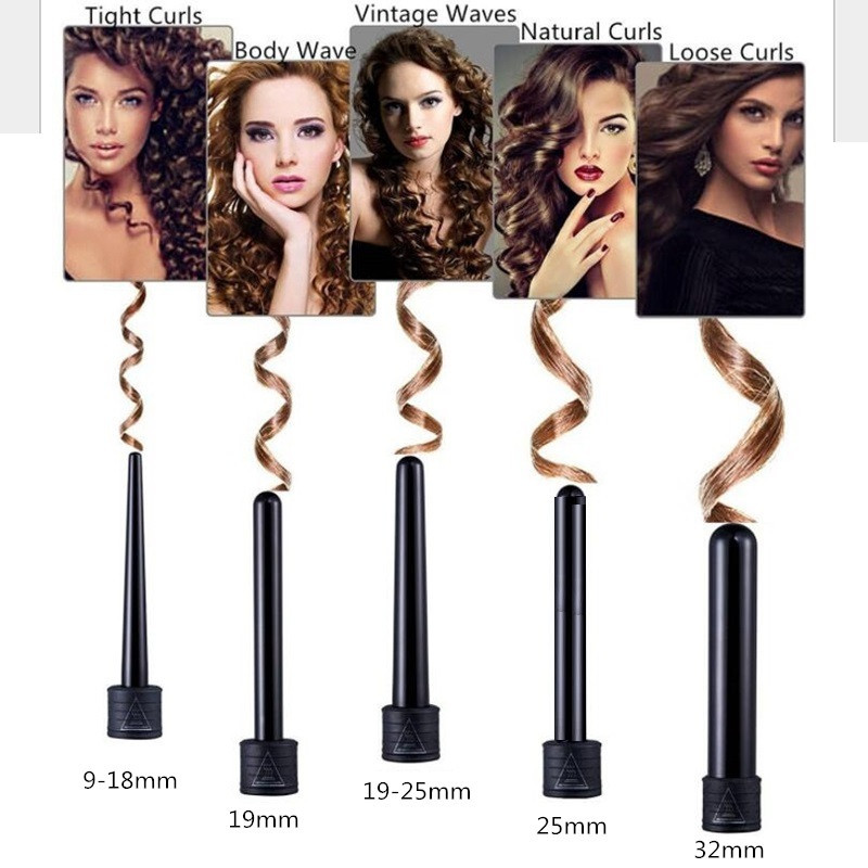 5 az 1-ben Hajgöndörítő vaspálca hullámos hajformázó eszközökhöz 9-32 mm-es Hair Crimper Professzionális hajcsavaró