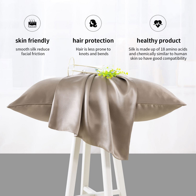 Μαξιλαροθήκη Natural Silk με Κρυφό Φερμουάρ 22 Momme 600 Thread Count 100% Mulberry Silk Μαξιλαροθήκη και στις δύο όψεις Μεταξωτό κάλυμμα μαξιλαριού