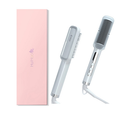 Profesionalus karštų šukos nuo nuplikimo plaukų tiesinimo šepetys Keraminis plaukų suktukas Šildomas elektrinis išmanusis plaukų tiesintuvas