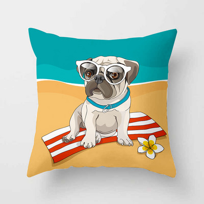 Mieli mopso buldogo sofos dekoratyviniai pagalvių užvalkalai pagalvių užvalkalai svetainei individualizuotas poliesterio pagalvės užvalkalas 45 * 45 namų dekoras