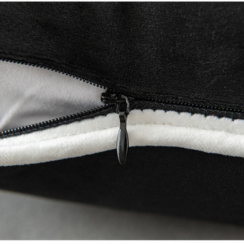 Черно-бяла кадифена подгъваща калъфка за възглавница Прости калъфки за възглавници в скандинавски стил 50x50 Модерни леки луксозни калъфки за възглавници