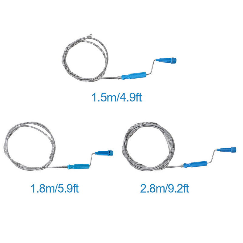 1,8 m spyruoklinė viela Buitinis sraigtas Vamzdžių valymas Plienas Profesionalus nutekėjimo atblokatorius vonia Dušas Vonios Kamščių šalinimo priemonė Virtuvės kriauklė