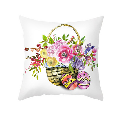 Pavasario namų dekoro pagalvėlės užvalkalas Happy Easter Egg Bunny Decor Pagalvės užvalkalas Flower Bunny Print Pagalvės užvalkalas
