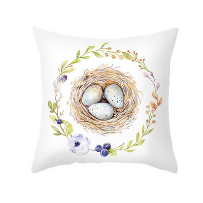 Pavasario namų dekoro pagalvėlės užvalkalas Happy Easter Egg Bunny Decor Pagalvės užvalkalas Flower Bunny Print Pagalvės užvalkalas