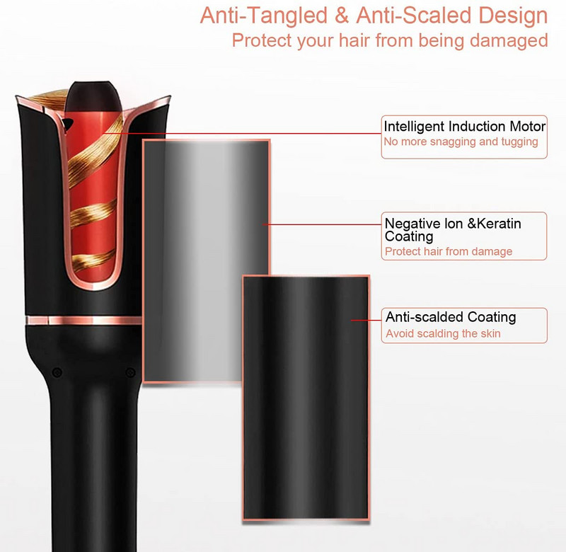 Plaukų garbanojimo lygintuvas Daugiafunkcis plaukų suktukas LCD keraminis besisukantis plaukų banglentė Magic garbanojimo lazdelė lygintuvai plaukų formavimo įrankiai