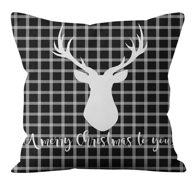 Linksmų Kalėdų papuošimas pagalvės pagalvės užvalkalas juodas baltas languotas pagalvėlės pagalvėlės užvalkalas namų sofa kėdės dekoravimas pagalvės užvalkalas