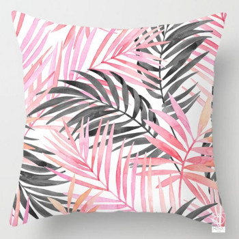 45x45 Розови палмови листа Декорация на калъфка за възглавница Декоративна калъфка за възглавница Дневна Диван Калъфка за възглавница Cushionhome Иновативни аксесоари