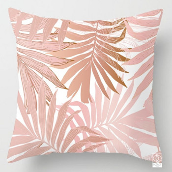 45x45 Pink Palm Leaves Διακοσμητικό Μαξιλαροθήκη Κάλυμμα Μαξιλαριού Σαλονιού Κάλυμμα μαξιλαριού καναπέ Cushionhome Καινοτόμα αξεσουάρ