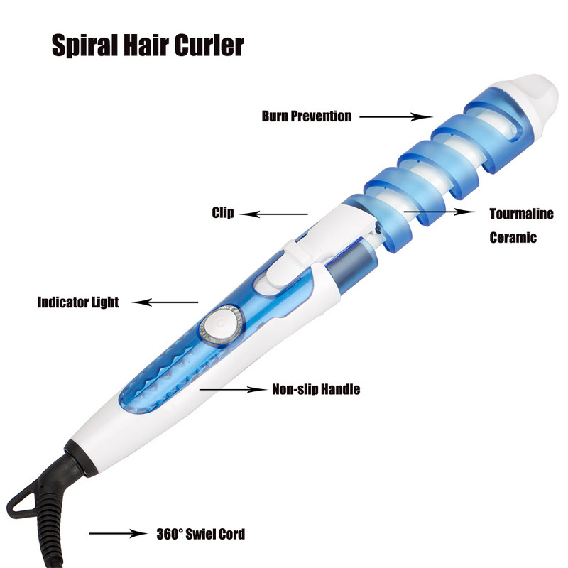 Spiralni uvijač za kosu Profesionalni električni salon Keramičko uvijače za kosu Prijenosni Magic Waver Alati za oblikovanje kose Štapić za uvijanje