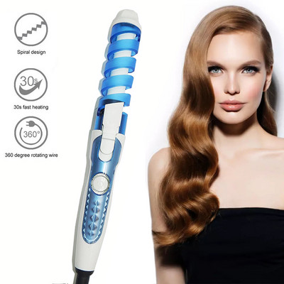 Curling Iron Profesionalus plaukų tiesintuvas 2 viename 360 laipsnių besisukantis garbanojimo šepetys.