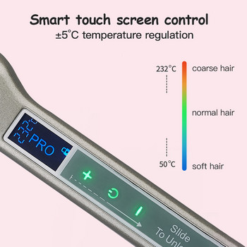 Керамично покритие Преса за изправяне LCD Интелигентна сензорна преса за коса Маша Бързо нагряване Широка плаваща плоча Плоска ютия