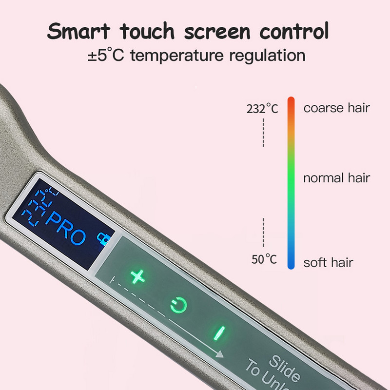 Kerámia bevonatú kiegyenesítő vasalók LCD intelligens érintéssel hajvasaló hajcsavaró Gyors melegítés, széles lebegő lapos vasaló