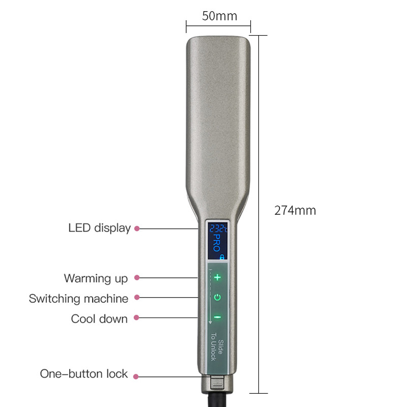 Széles méretű kerámialapos hajvasaló göndörítő Smart Touch LCD képernyő 450℉ Gyors melegítésű Hajegyenesítő Vasalók Szalon Lapos Vasaló