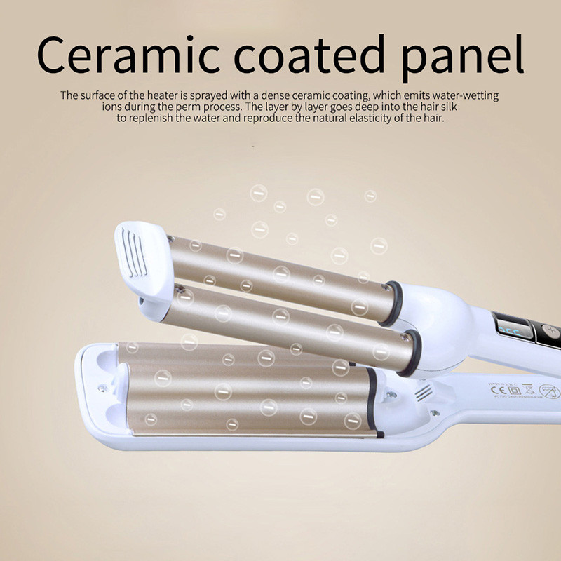 SONOFLY Kulma na vlasy s tromi valcami, keramická kulma s LCD displejom, automatická konštantná teplota 100 – 230 ℃, stylingový nástroj SH-8039